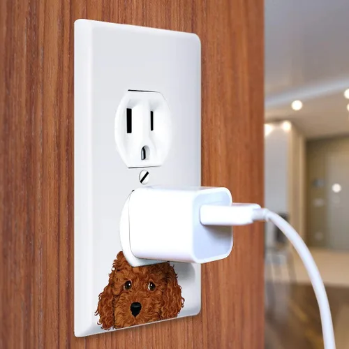 Miniatura 3 de WIRESTER Placa de pared dúplex con cubierta de salida / placa de interruptor - perro cachorro caniche de juguete marrón