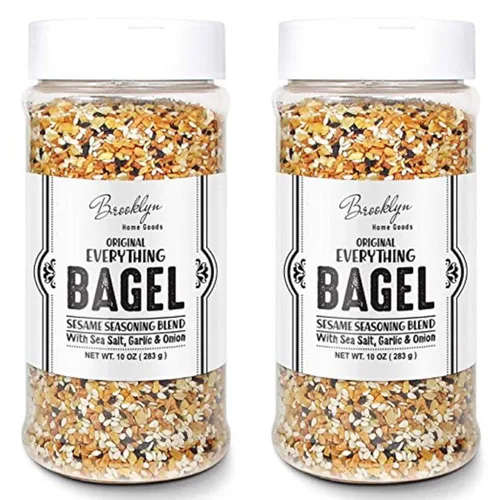 2 botellas XL Everything Bagel condimento mezcla de 10 onzas cada bagel pimienta de Jamaica, condimento de sésamo, mezcla deliciosa de sal marina y