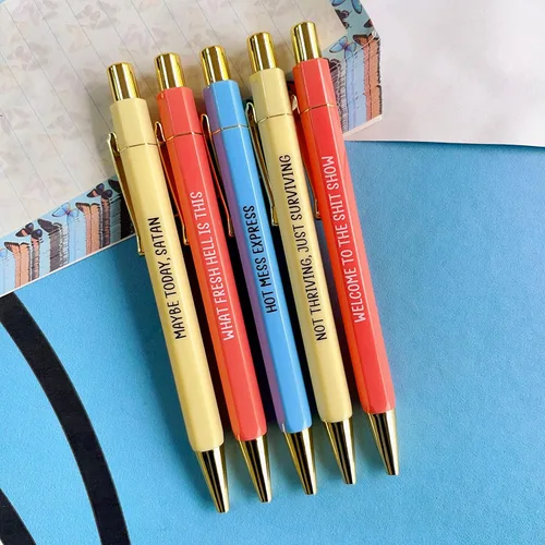 Miniatura 5 de Jxueych Bolígrafos Divertidos 5 unidades, tinta negra, punta mediana de 1.0mm, regalos divertidos de oficina para compañeros de trabajo, bolígrafos