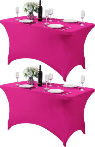 Miniatura 39 de Mantel de elastano para mesas de 4, 6 u 8 pies, mantel elástico universal ajustable para fiestas, banquetes, bodas y eventos - Verde manzana