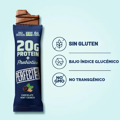 Miniatura 5 de Perfect Bar Protein + Prebiotics Barra de proteína de chocolate y menta, 0.71 onzas de proteína, suero alimentado con pasto, 0.26 oz de fibra