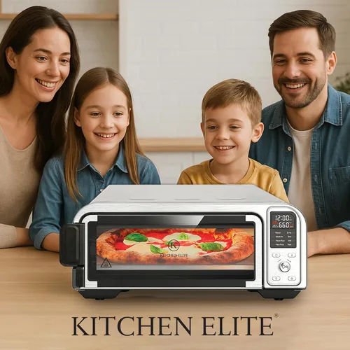 Miniatura 9 de Kitchen Elite - Combo digital 8 en 1, horno tostador, freidora de aire con panel táctil y capacidad para pizza de 12 pulgadas, acero inoxidable