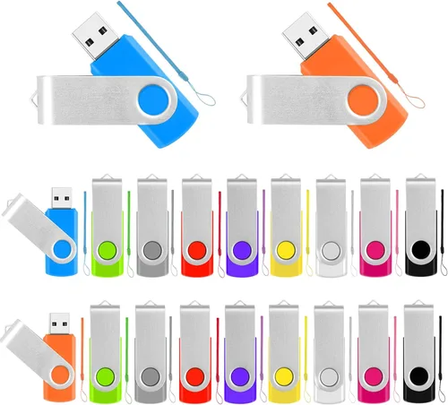 Miniatura 10 de Paquete de 10 unidades de memoria USB 2.0 a granel con cordones, memorias de fotos de memoria giratoria para almacenamiento de datos y copia