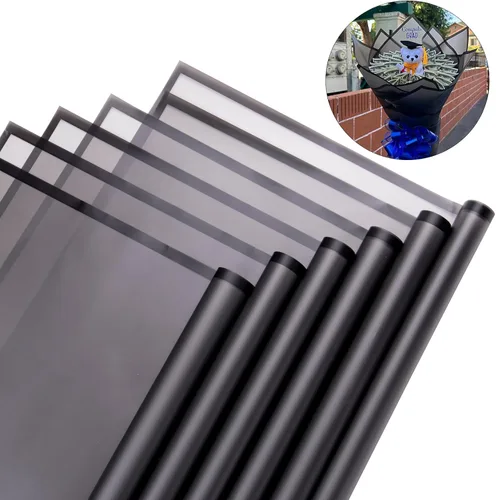 VOWOVOSDAY 20 piezas de papel de regalo de flores con borde negro, papel de regalo impermeable para el día de San Valentín, 23 x 23 pulgadas, 1-negro