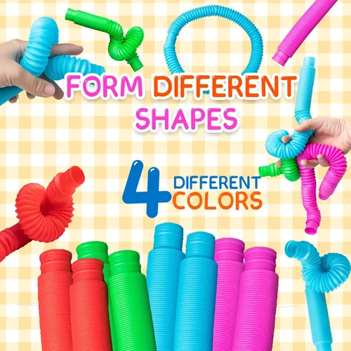 Miniatura 4 de Juguetes sensoriales Pop Tubes, juguetes sensoriales para niños y adultos, tubos multicolor para reventar (4 unidades)