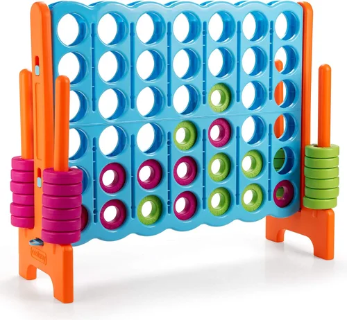 COSTWAY Juego Gigante Jumbo 4 en Raya, Conecta 4 para Niños y Adultos, 3.5 Pies de Alto para Interiores y Exteriores con 42 Anillos Jumbo y
