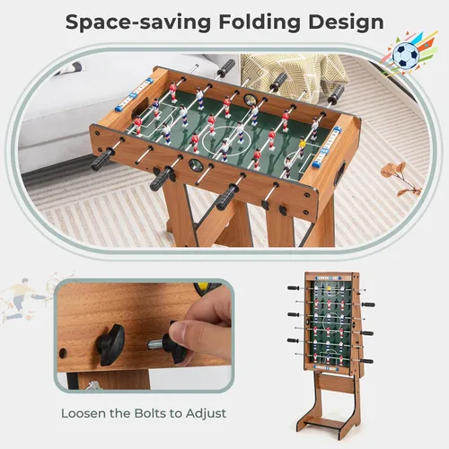 Miniatura 2 de Giantex Mesa de futbolín plegable de 27 pulgadas con 2 mini balones de fútbol, puntuación - Certificado ASTM para recreación en interiores, ideal