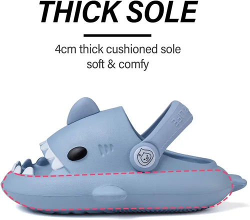 Miniatura 4 de Sandalias de tiburón para niños, pantuflas de tiburón para niños y niñas, sandalias de almohada con suela gruesa, suaves y antideslizantes