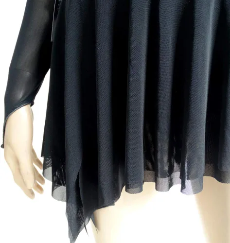 Miniatura 5 de LIUHUO Vestido de patinaje artístico - Vestido de terciopelo negro para competición de niñas