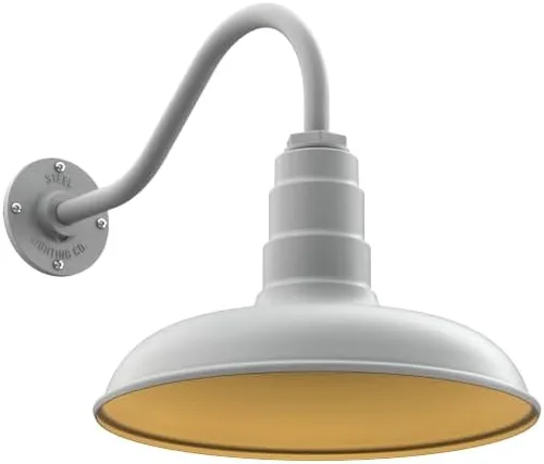 Miniatura 61 de Steel Lighting Co. Topanga - Luz de granero Montaje en pared al aire libre Domo de 14 pulgadas Cuello de cisne de 11 pulgadas Luz de garaje