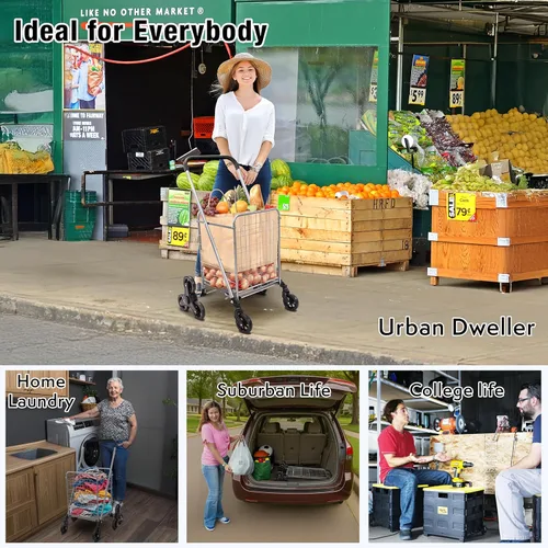 Miniatura 6 de Productos dbest - Carro de compras con ruedas para escaleras, plegable y compacto, con cesta de lavandería, carrito utilitario ligero y plegable