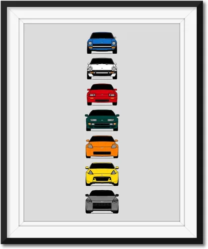 Miniatura 12 de Custom Car Posters Póster hecho a mano compatible con Nissan Z Car Generations (perfil lateral), decoración artística de Datsun Fairlady Z