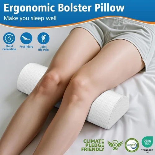 Miniatura 3 de SweetSlubr Almohada de rodilla para dormir de lado, almohada de espuma viscoelástica de media luna para piernas, almohada de elevación de cuña