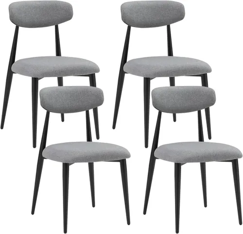Miniatura 8 de Juego de 2 sillas de comedor, sillas de comedor modernas de mediados de siglo, sillas de cocina y comedor, respaldo curvado con cojín grueso, silla