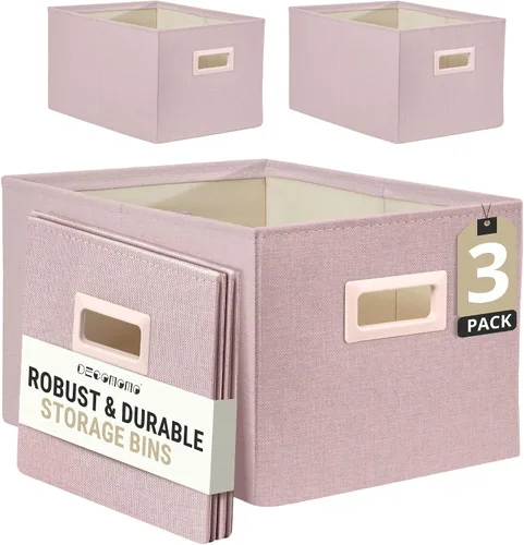 Miniatura 10 de DECOMOMO Contenedores de almacenamiento para estantes, contenedores de tela resistente para armarios y estantes, almacenamiento de juguetes, ropa