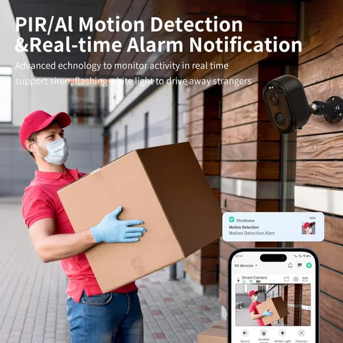 Miniatura 4 de Cámaras de seguridad inalámbricas para exteriores, cámaras WiFi 2K alimentadas por batería para seguridad del hogar, visión nocturna a color, 1