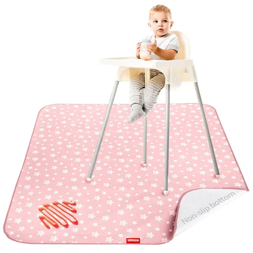 Miniatura 9 de Tapete antisalpicaduras para debajo de la silla alta, antideslizante, impermeable, tapetes de piso para la hora de comer, lavables, portátiles, Gris