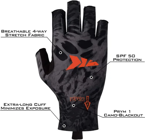 Miniatura 3 de KastKing Sol Armis - Guantes de protección solar UPF50+, guantes de pesca, protección UV, protección solar para exteriores, kayak, remar B: Blackout