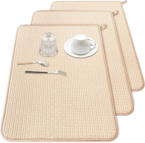 Miniatura 11 de Paquete de 2 alfombrillas de microfibra para secar platos, escurridor de platos absorbente para encimera de cocina, almohadillas de secado de platos