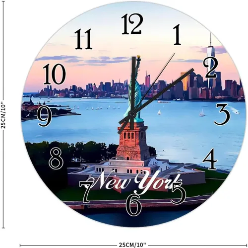 Miniatura 2 de Reloj de pared decorativo de madera de la ciudad de Estados Unidos, Nueva York, Ciudades en los Estados de Nueva York, relojes de regalo