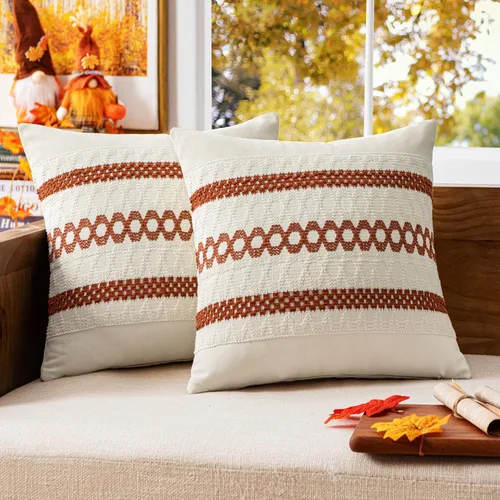 Miniatura 20 de MIULEE Fundas de almohada lumbares decorativas bohemias, cojín de algodón retro, tejidas de macramé para decoración del hogar para cama, sofá, neutro