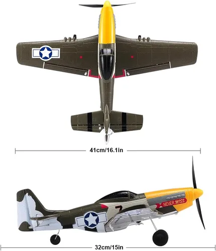 Miniatura 2 de ANTSIR Avión RC P51 para adultos y niños, avión de control remoto de 4 canales con Aileron/timón/elevador/giroscopio, planeador de caza Mustang