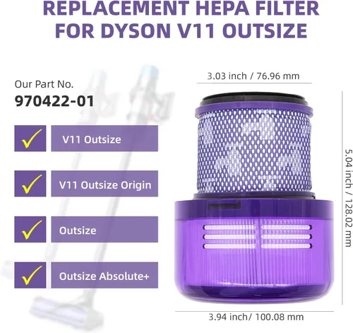 Miniatura 2 de Filtro Dyson Outsize, paquete de 2 filtros True HEPA de reemplazo compatibles con Dyson Outsize, V11 Outsize, Outsize Origin, Outsize+, Absolute+