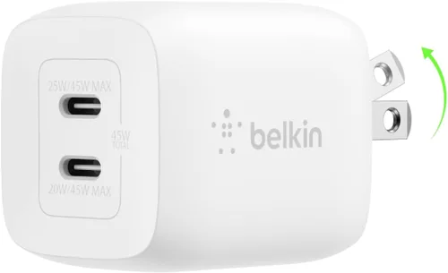 Miniatura 10 de Belkin Bloque de cargador USB C dual de 45 W, PD3.0 con GaN - Carga súper rápida - Samsung Galaxy S25, Apple iPhone 17, Air, Pro, Pro Max, iPad