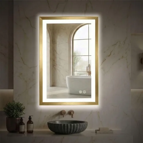 Miniatura 11 de HOUSE REFLECTION Espejo de baño LED de 20 x 28 pulgadas, marco negro, espejo de tocador antivaho con función de memoria, luz regulable y vidrio