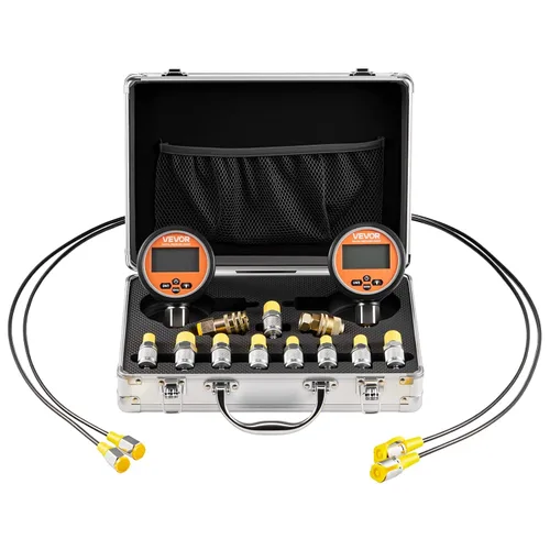 VEVOR Kit de acoplamiento de prueba de presión hidráulica digital, probador de manómetro de manómetro de 10000 PSI con 2 calibradores, 9