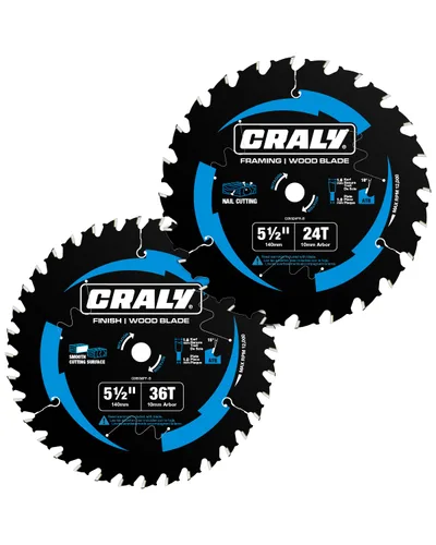 Miniatura 12 de CRALY - Hoja de sierra circular de 5-1/2 pulgadas, 36 dientes, acabado fino para corte de madera, eje de 5/8 pulgadas, punta de carburo, corte