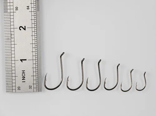 Miniatura 4 de 100 anzuelos de pesca con pico de pulpo, ganchos de pesca deportivos con diseño de ranas, de acero de alto carbono, 6 tamaños