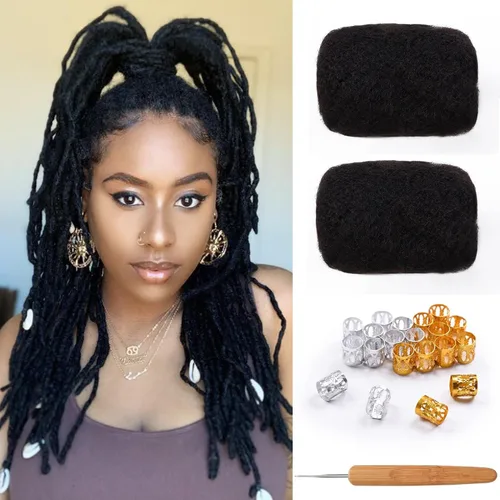 Miniatura 11 de Extensiones Loc de 10 pulgadas de grosor de cabello humano de 10 pulgadas, 10 hebras, extensiones de rastas de cabello humano para mujeres