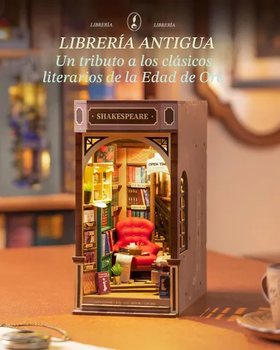 Miniatura 2 de Rolife - Kit de manualidades para rincón de lectura DIY, rompecabezas 3D de madera en miniatura para adultos, 21.8 cm, kit de casa de libros
