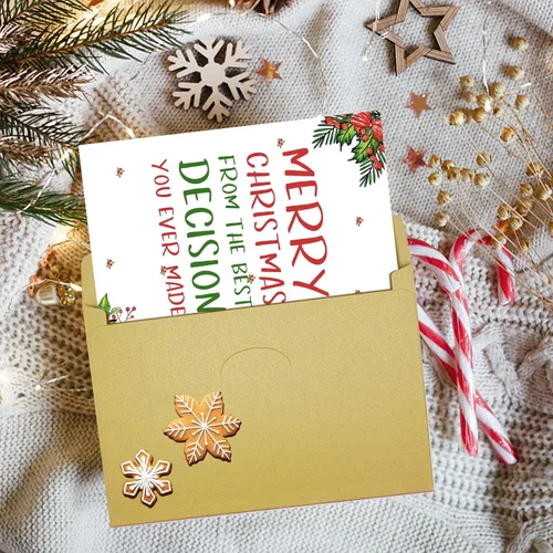 Miniatura 7 de Qiliji Tarjeta de Navidad romántica para él y ella, divertida tarjeta de Navidad para marido, esposa, novio y novia, regalo de tarjeta de Navidad