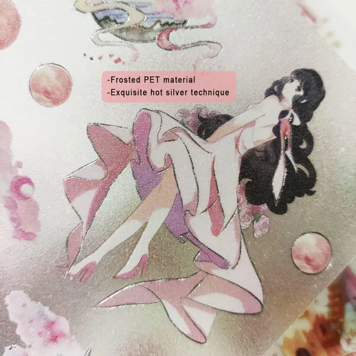 Miniatura 3 de 44 Hojas Pegatinas de Papelería de Chica Anime para Journaling - Pegatina Decorativa Esmerilada de PET para Calendario, Álbum de Recortes, Diario