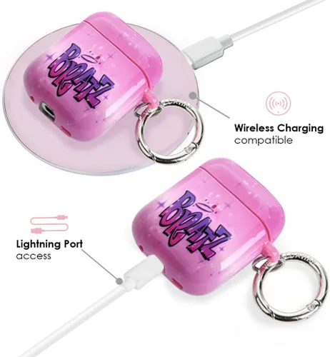 Miniatura 4 de Velvet Caviar Funda compatible con AirPods de 2ª y 1ª generación, bonita funda protectora dura para mujeres, aerógrafo rosa Bratz Angelz Aerógrafo