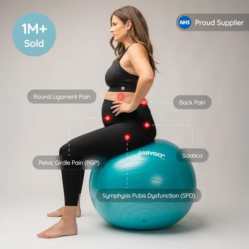 Miniatura 3 de BABYGO Pelota de Parto – Juego de pelota y libro de yoga para embarazo, trabajo de parto y ejercicio con enfoque en trimestres, fisioterapia