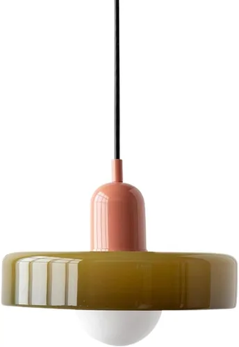 Miniatura 10 de Lámpara Colgante Moderna de Mediados de Siglo Vidrio Naranja Verde Luz Colgante Nórdica Lámpara Individual Grande Vintage Estilo Granja Comedor