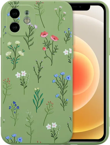 Miniatura 73 de RALEAVO Funda Floral para iPhone 12, Cubierta de Silicona Líquida con Bonito Patrón de Rama de Flores para Niñas y Mujeres, Funda Protectora de Goma