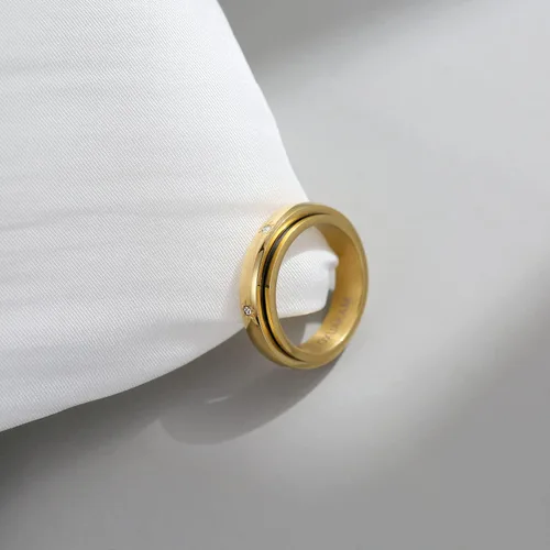 Miniatura 6 de LOXUAKAM Anillos para mujer, chapados en oro de 14 quilates, antiansiedad, con circonitas cúbicas, anillos para aliviar la ansiedad, promesa