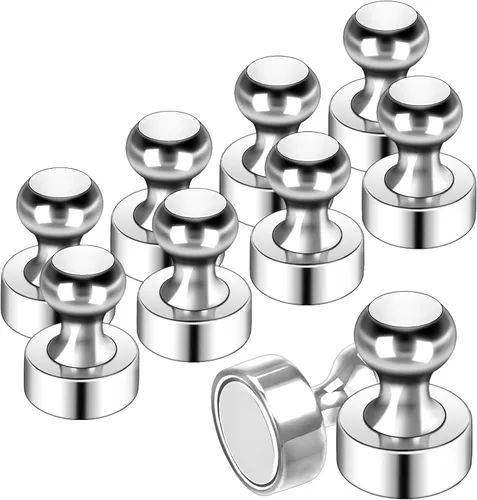 Miniatura 15 de Paquete de 10 imanes de nevera para adultos, imanes de metal fuerte, imanes redondos pequeños para refrigerador, pizarra blanca, casillero, pizarra