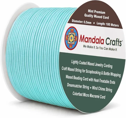 Miniatura 50 de Cuerda Mandala Crafts 0.03 pulgadas 109 yardas para hacer joyería, artesanía, macramé, cuerda de algodón encerado Negro