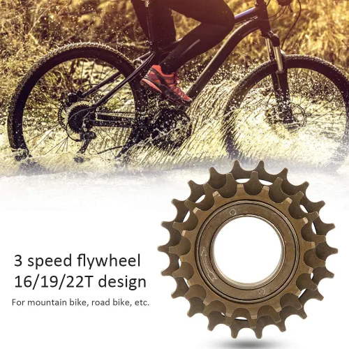 Miniatura 3 de Rueda libre de bicicleta, piñón de volante de casete de 3 velocidades, 16/19/22T, para bicicleta de montaña de carretera, piezas de repuesto