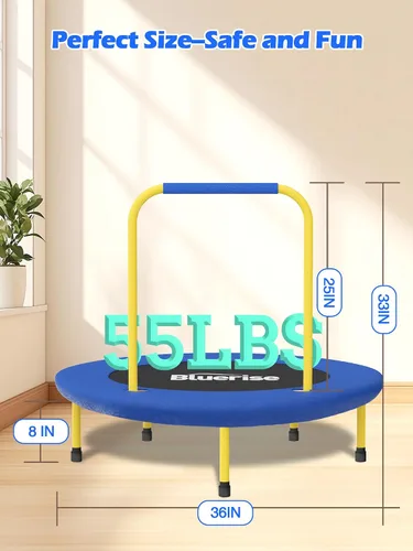 Miniatura 6 de Bluerise - Cama elástica de 3 pies para niños, para jugar en interiores, fácil de instalar, cama elástica recreativa para bebés