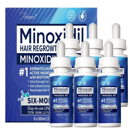 Suero para el crecimiento del cabello de minoxidil al 5% para hombres y mujeres con biotina: minoxidil para hombres y mujeres, 5 por ciento,