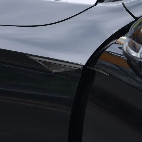 Miniatura 5 de Par de accesorios de metal 3D para automóvil para puertas laterales, hoja, calcomanías para guardabarros de automóvil, emblema de ala lateral, Negro