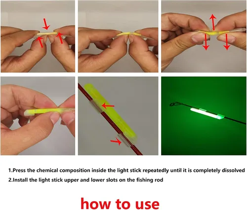Miniatura 5 de 100 unidades de clip de sol oceánico a presión para pesca con puntas de caña de caña, luz de poste para pesca de gato, banco de surf en la oscuridad