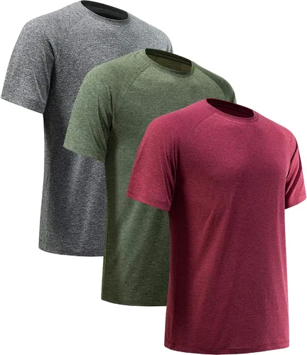 Miniatura 21 de Camisetas de entrenamiento para hombre, de manga corta, de secado rápido, atlético, gimnasio, activo, absorbe la humedad