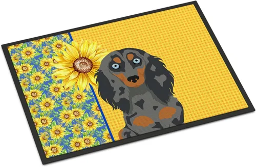 Miniatura 153 de Caroline's Treasures WDK5313MAT Airedale Terrier - Tapete para puerta delantera de 18 x 27 pulgadas, diseño de girasoles de verano, para entrada